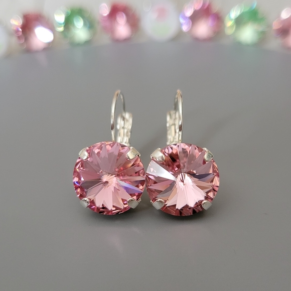 Austrian Crystal Earrings in Shiny Silver Plating - Picture 3 of 7